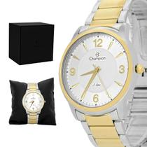 Relogio Masculino Champion Analogico Aço Inoxidavel Prata e Dourado SLine Social Original Resistente a Agua 1 Ano de Garantia CN21078S
