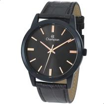 Relógio Masculino Champion Azul Couro Preto CN20702N