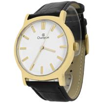 Relógio Masculino Champion Couro Mostrador Branco Original Resistente à Água CH22680M