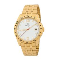 Relógio Masculino Champion Dourado Aço Inoxidável Mostrador Branco Original Resistente à Água CA31220H
