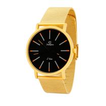 Relógio Masculino Champion Dourado Aço Inoxidável Mostrador Preto Original Resistente à Água CN21023J Relógio Masculino Champion Dourado Aço Inoxidável Mostrador Preto Original Resistente à Água CN21023J