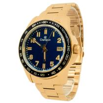 Relógio Masculino Champion Dourado Aço Mostrador Azul Original Resistente à Água CA31328N Relógio Masculino Champion Dourado Aço Mostrador Azul Original Resistente à Água CA31328N