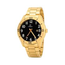 Relógio Masculino Champion Dourado Mostrador Preto Original Resistente à Água CA31284U Relógio Masculino Champion Dourado Mostrador Preto Original Resistente à Água CA31284U
