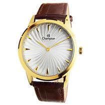 Relogio Masculino Champion Dourado Pulseira Couro CN20588S