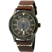 Relógio Masculino Champion Estilo Aviador Caixa Preta Pulseira Couro Marrom Fundo Preto Original CH30340E Relógio Masculino Champion Estilo Aviador Caixa Preta Pulseira Couro Marrom Fundo Preto Original CH30340E
