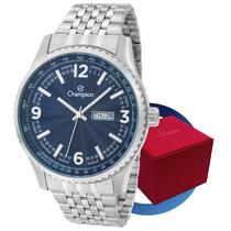 Relógio Masculino Champion Prata Aço Inoxidável Azul Original Grande Caixa 44mm Resistente à Água Calendário Estilo Sofisticado Relógio Masculino Champion Prata Aço Inoxidável Azul Original Grande Caixa 44mm Resistente à Água Calendário Estilo Sofisticado