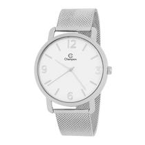 Relógio Masculino Champion Prata Aço Inoxidável Mostrador Branco Original Resistente à Água CN21434Q Relógio Masculino Champion Prata Aço Inoxidável Mostrador Branco Original Resistente à Água CN21434Q