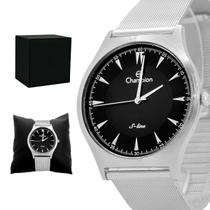 Relógio Masculino Champion Prata Aço Inoxidável Mostrador Preto Original Resistente à Água CN21041T Relógio Masculino Champion Prata Aço Inoxidável Mostrador Preto Original Resistente à Água CN21041T