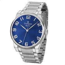 Relógio Masculino Champion Prata Azul CN27652F Prova D'Água