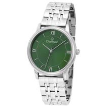 Relógio Masculino Champion Prata Verde Social CN21470G