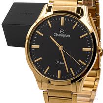 Relogio Masculino Champion SLine Analogico Aço Inoxidavel Dourado Social Original Resistente a Agua 1 Ano de Garantia RCHCN21069U