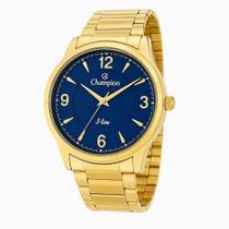 Relógio Masculino Champion SLine Dourado Mostrador Azul Original Resistente à Água RCHCN21078A Relógio Masculino Champion SLine Dourado Mostrador Azul Original Resistente à Água RCHCN21078A