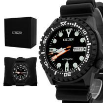 Relogio Masculino Citizen Automatico Analogico Aço Inoxidavel Preto Marine Sport Borracha Original Resistente a Agua 2 Anos de Garantia TZ31123P