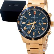 Relógio Masculino Citizen Dourado Aço Inoxidável Mostrador Preto Original Resistente à Água TZ31507A Relógio Masculino Citizen Dourado Aço Inoxidável Mostrador Preto Original Resistente à Água TZ31507A