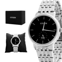 Relógio Masculino Citizen Prata Mostrador Preto Social Original Prova D'água Garantia 2 anos TZ20760T