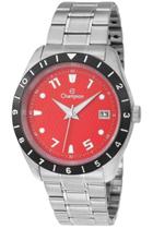 Relógio Masculino Com Fundo Vermelho Champion Resistente a Água com Calendario e Pulseira de Aço Inoxídavel Original e com Garantia e Nota Fiscal