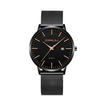 Relógio Masculino Com Pulseira De Malha De Aço Inoxidável 40mm Ultra Fino 7mm Automático Quartz