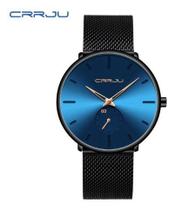 Relógio Masculino Com Pulseira Preta Resistente À Água Crrju Relógio Masculino Com Pulseira Preta Resistente À Água Crrju