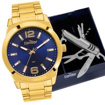 Relógio Masculino Condor Dourado Azul COPC21AECEK4A - Garantia de Um Ano