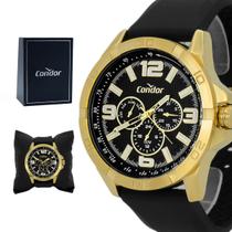 Relógio Masculino Condor Dourado Silicone Casual Original Prova D'água Garantia 1 ano