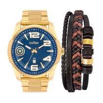 Relógio Masculino Condor Speed Dourado Capitão America Resistente a Água Com Pulseira CO2115MZLKI4A Relógio Masculino Condor Speed Dourado Capitão America Resistente a Água Com Pulseira CO2115MZLKI4A