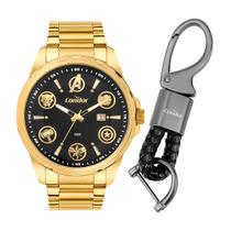 Relógio Masculino Condor Speed Dourado Vingadores Resistente a Água Com Chaveiro CO2115MZNKI4P Relógio Masculino Condor Speed Dourado Vingadores Resistente a Água Com Chaveiro CO2115MZNKI4P