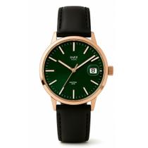 Relógio Masculino Couro Amazônia Fundo Verde Rosé Gold 40mm