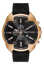 Relógio Masculino Couro Cronógrafo Esportivo Rosé Preto Dourado Relógio Masculino Couro Cronógrafo Esportivo Rosé Preto Dourado