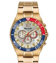 Relógio Masculino Cronógrafo Catraca Bicolor Aço Dourado Relógio Masculino Cronógrafo Catraca Bicolor Aço Dourado