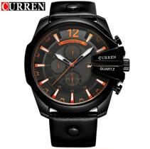 Relógio Masculino Curren 8176 Analógico Aço Inox Pulseira Couro