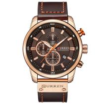 Relógio Masculino Curren 8291 Couro Marrom Militar