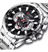 Relógio Masculino Curren 8363 Prata/Preto Aço