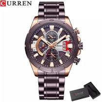 Relógio Masculino CURREN 8401 Aço inoxidável À Prova Dágua com Data e Cronógrafo -