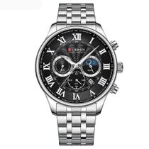 Relógio Masculino Curren 8427 Aço Inoxidável Silver Black