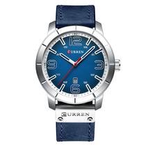 Relógio Masculino Curren Casual Esportivo Aço Inox Prata e Azul