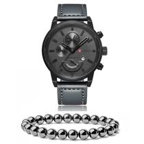 Relógio Masculino Curren Militar Pulseira Hematita