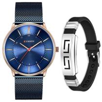 Relógio Masculino Curren Ultra Fino Metálico + Pulseira