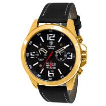 Relógio Masculino de Aço Cronógrafo Tuguir Analógico Infinity TGI37036 Dourado e Preto