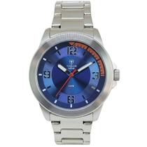 Relógio Masculino de Aço Tuguir Analógico Infinity TGI37092 Prata e Azul