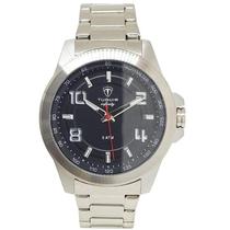 Relogio Masculino de Aco Tuguir Analogico Infinity TGI37109 Prata e Preto