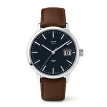 Relógio Masculino de Couro Amazônia Fundo Azul Prata 40mm