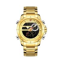 Relógio Masculino De Luxo À Prova D'Água Com Duplo Display Quartz Aço Esportivo NAVIFORCE 9163