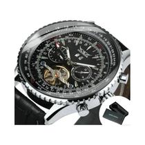 Relógio Masculino De Luxo Com Turbilhão Automático JARAGAR, Pulseira De Couro Esportiva Militar
