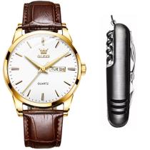 Relógio Masculino De Luxo Dourado Olevs Casual + Acessório Relógio Masculino De Luxo Dourado Olevs Casual + Acessório
