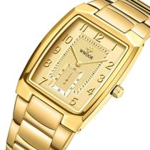 Relógio Masculino de Luxo Dourado Pulseira Aço Inoxidável Quartzo Wwoor