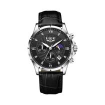 Relógio Masculino De Luxo Para Negócios LIGE À Prova D'água Com Fases Da Lua, Dia Da Semana, Data,