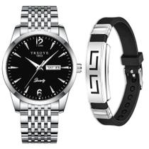 Relógio Masculino De Luxo Prata Analógico + Pulseira Metal Relógio Masculino De Luxo Prata Analógico + Pulseira Metal