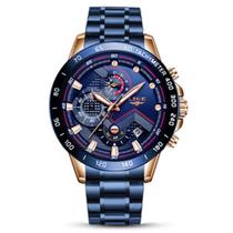 Relógio Masculino De Luxo Quartzo Lige Social Sport azul dourado fashion casual original