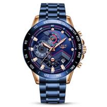 Relógio Masculino De Luxo Quartzo Lige Social Sport azul dourado fashion casual original