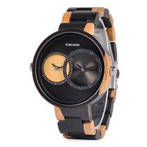 Relógio masculino de madeira Bird R10 2 fuso horário leve e luxuoso Quartzo relógios de pulso Design moderno para o amor